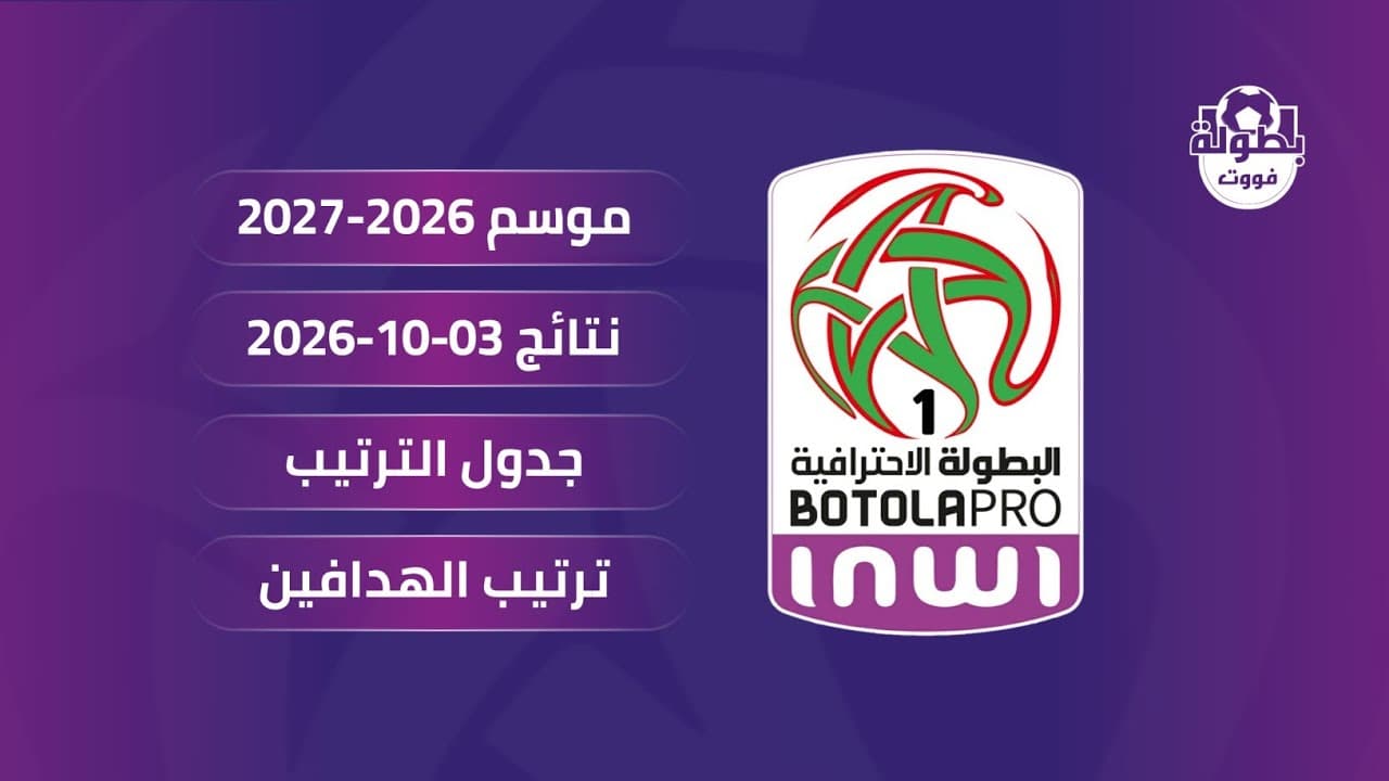 نتائج مباريات اليوم 03-10-2026 و ترتيب البطولة الوطنية الإحترافية إنوي 2026-2027 و ترتيب الهدافين