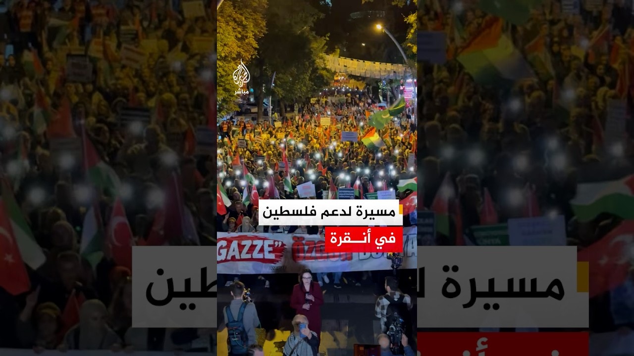 بالتزامن مع ذكرى السابع من أكتوبر.. مسيرة داعمة لفلسطين في شوارع العاصمة التركية أنقرة